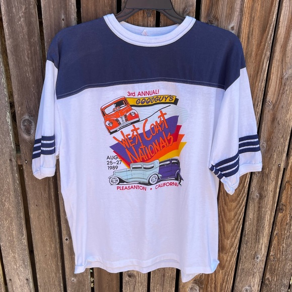 Vintage Ringer Tee Shirt XXL Classic Cars 1989 - Picture 1 of 6